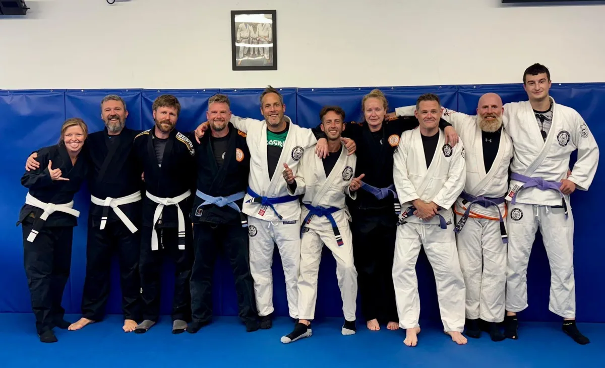 Havoc Grappling members in their Gis together on the mats at ZKS HQ